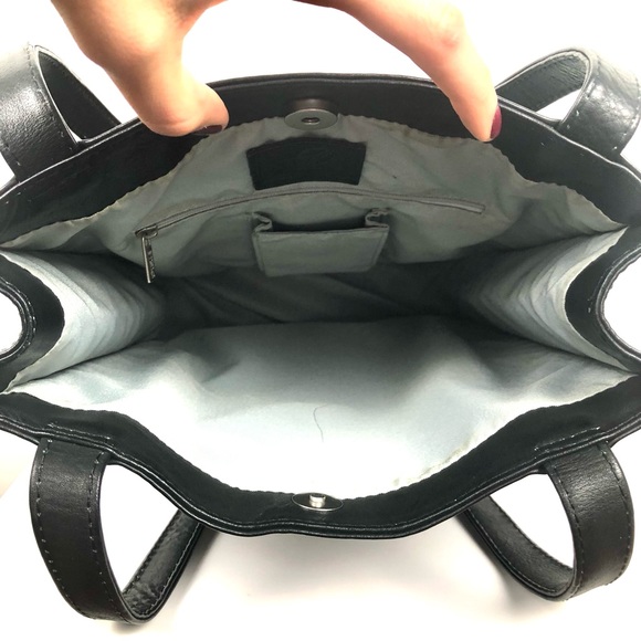 Piel Leather Open Market Bag Black Shoulder Bag 12.5x10.5x2 in. - Picture 5 of 12